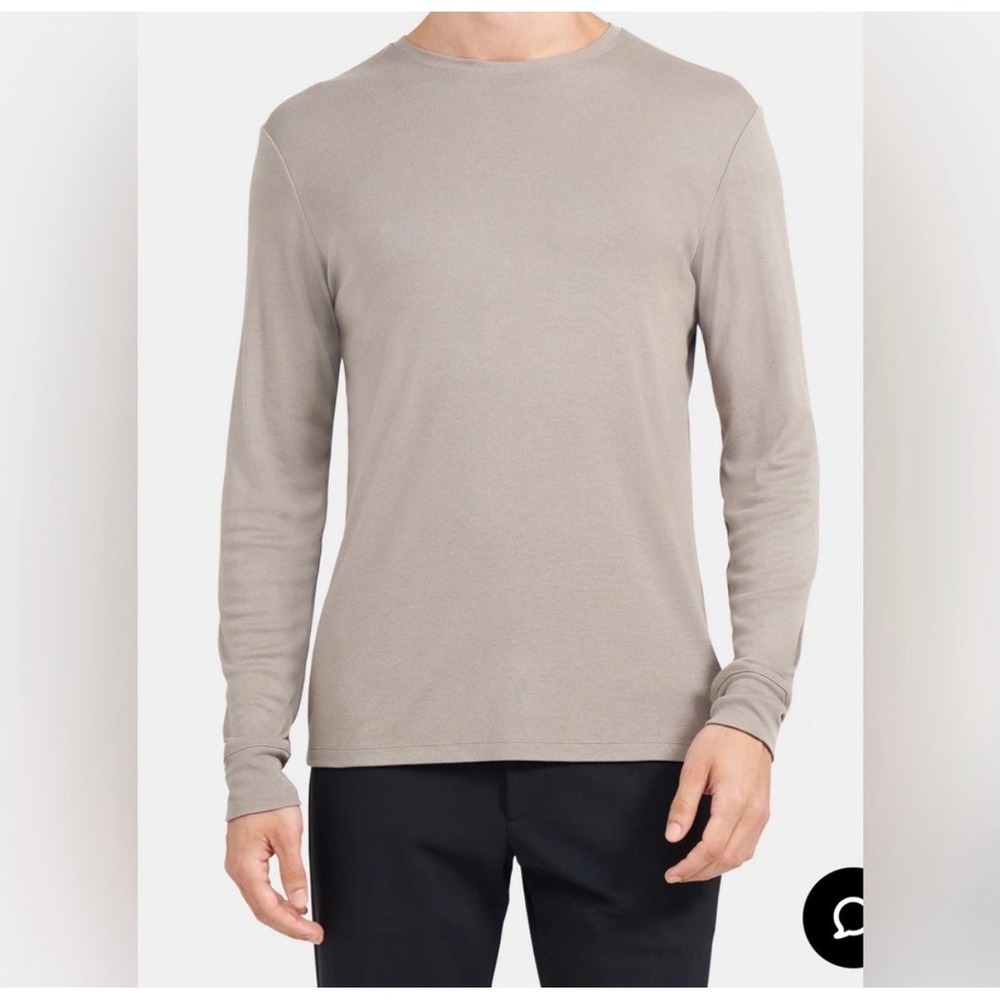 Theory Mens Essential Tee Long Sleeve in Anemone Milano XXL Crewneck Soft Knit